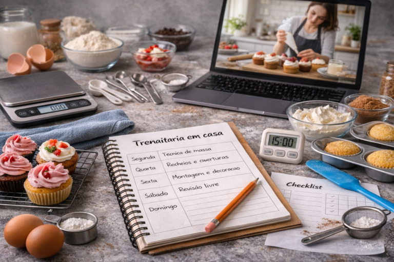 Como treinar confeitaria em casa sozinha: rotina prática e produtiva (sem gastar muito)